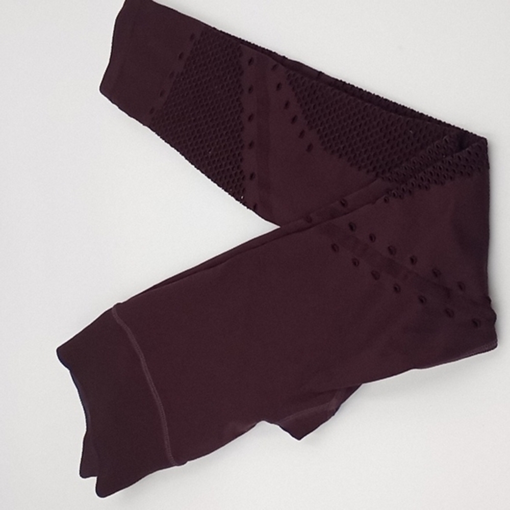 VS Victoria Sport Crochet Seamless 7/8 Tight Leggings Porto‎ Wine XS